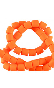 Polymer tube beads 6mm - Neon orange